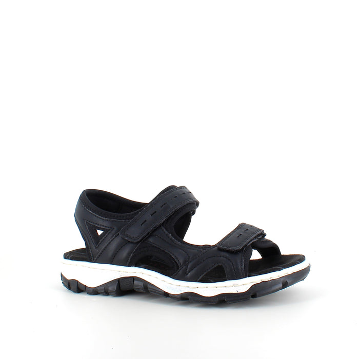 Rieker sandal i svart – stötdämpande sandal med kardborre