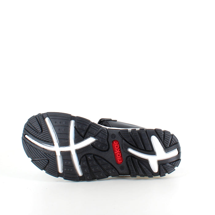 Rieker sandal i svart – stötdämpande sandal med kardborre