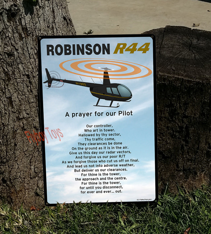 Robinson R44 (Black/Yellow) HD Helicopter Sign - A Prayer for our Pilot