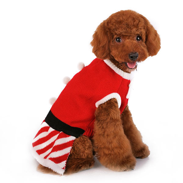 SANTA GIRL RED SWEATER DOG DRESS, Sweaters - Bones Bizzness
