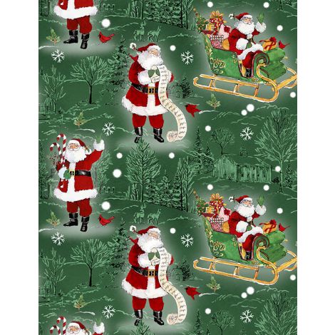 Scenic Toile and Santas Green- The Jolly North