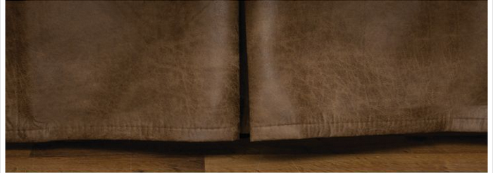 Brown silt faux distressed leather pleated bed skirt made in the USA - Your Western Decor