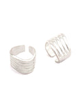 Silver Plated Brass Waves Adjustable Ring