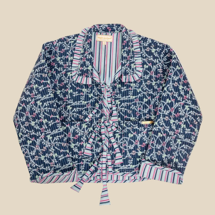 Simply Southern Ophelia Quilted Ribbon Jacket Blue/Lavender