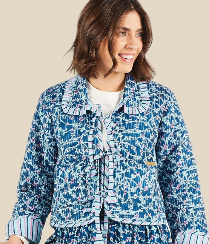 Simply Southern Ophelia Quilted Ribbon Jacket Blue/Lavender, view 2