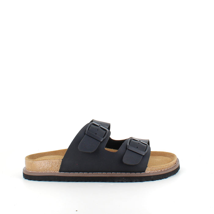 Slip-on biosandal i svart – stabil komfort för vardagen