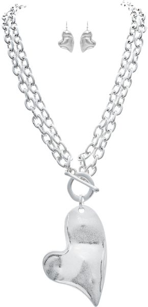 Slvr Heart 18-36" Convertible Necklace Set — Rain Jewelry Collection