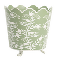 Soft Green and White Scalloped Footed Planter by The Enchanted Home