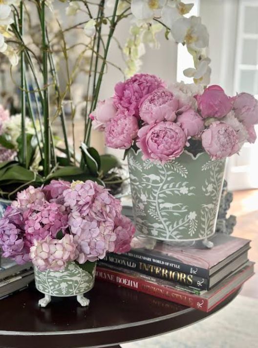 Soft Green and White Scalloped Footed Planter by The Enchanted Home