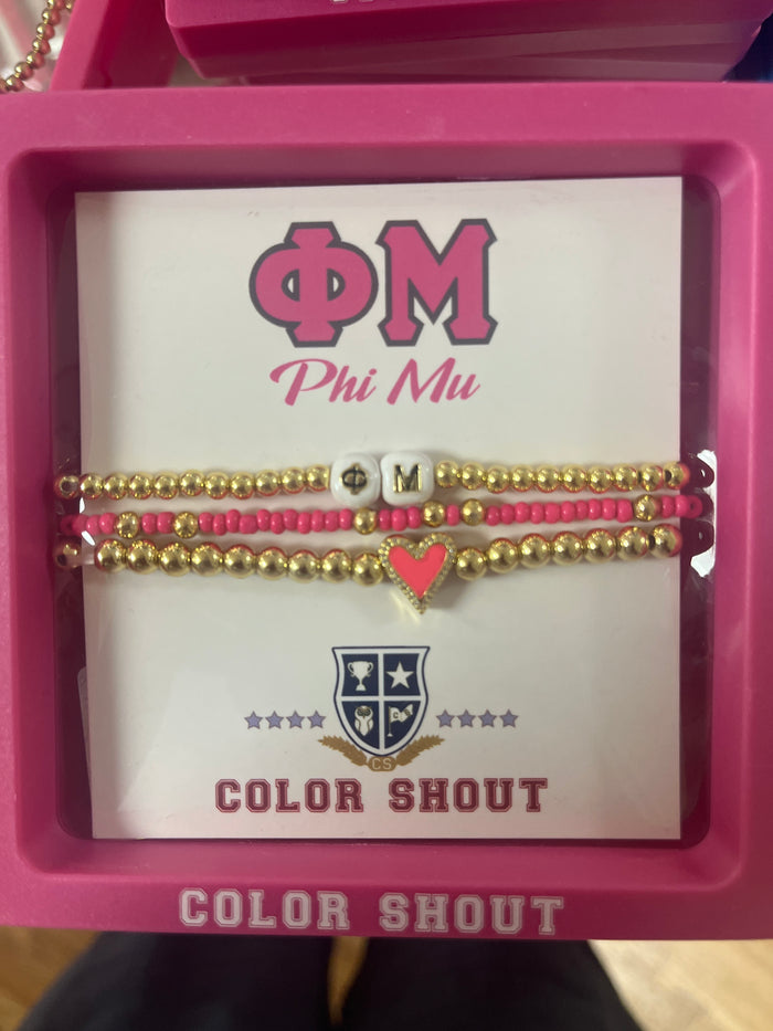 Sorority Love Bracelet Stack- Phi Mu