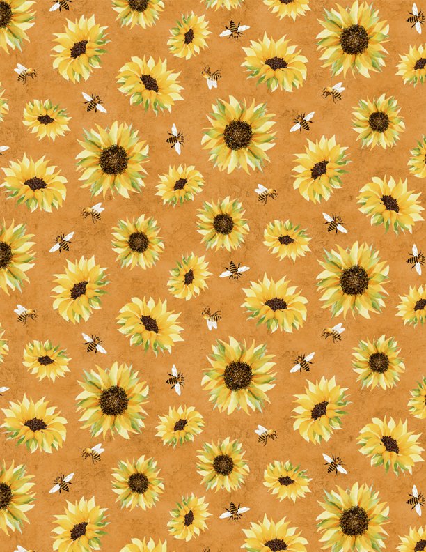 Sunflower and Bee Toss Orange- Autumn Sun