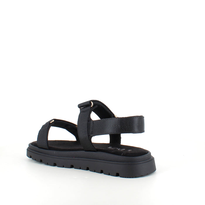 Svart sandal med justerbara remmar och bekväm sula
