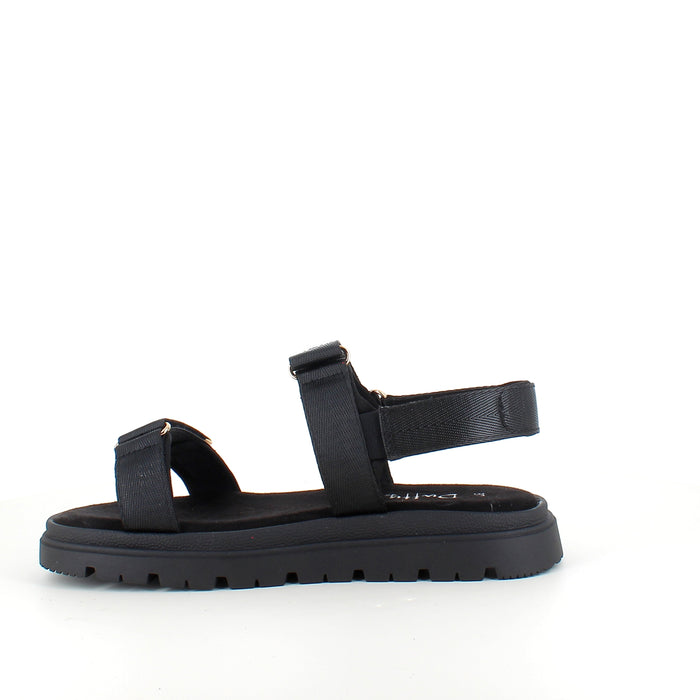 Svart sandal med justerbara remmar och bekväm sula