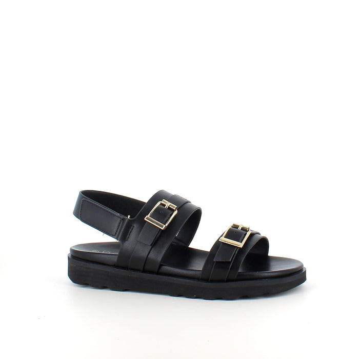 Svart sandal med spännen och hälrem – klassisk modell