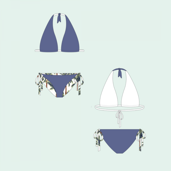 Tatiana Reversible Halter Top and Side Tie Bottom Bikini