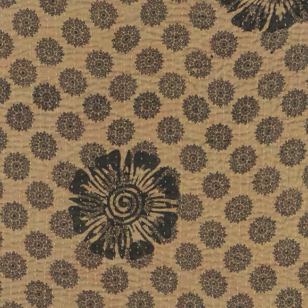 Taupe/Citron Medallion Kantha