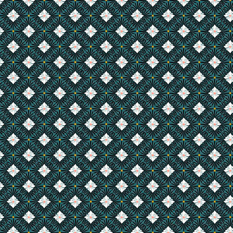 Teal Basketweave Geo Linen- Meadow Drift