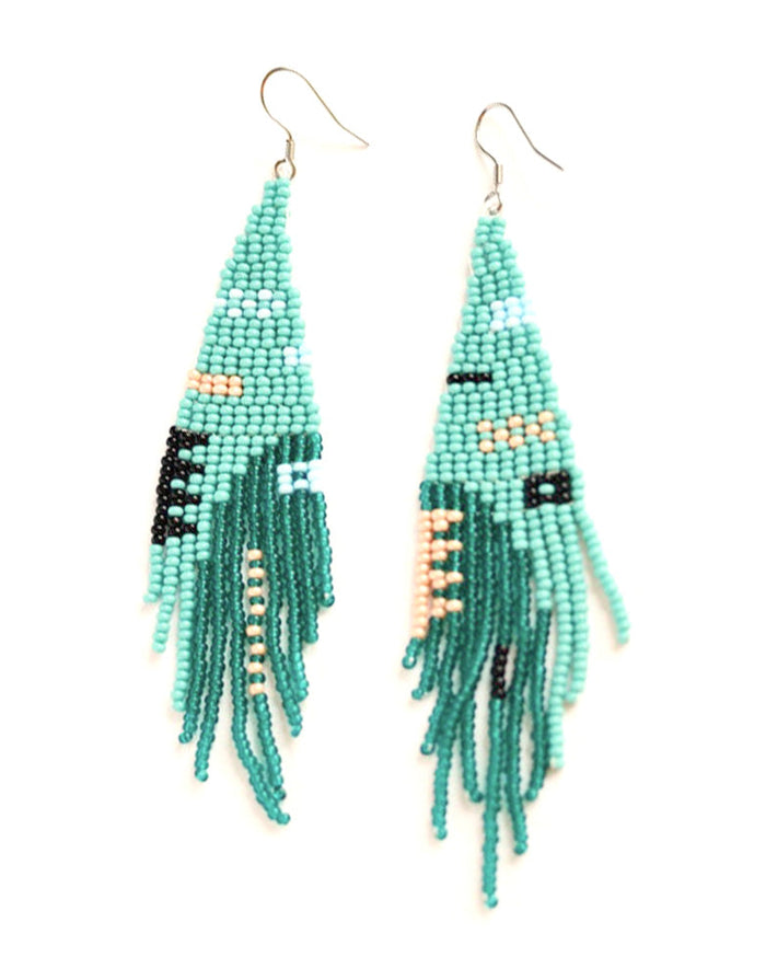 Teal Beaded Earrings