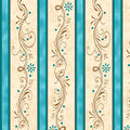 Teal Decorative Scroll Stripe- Amazing Grace