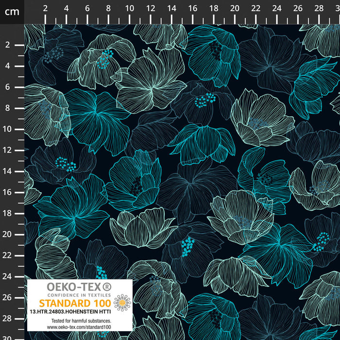 Teal Floral Outline Knit