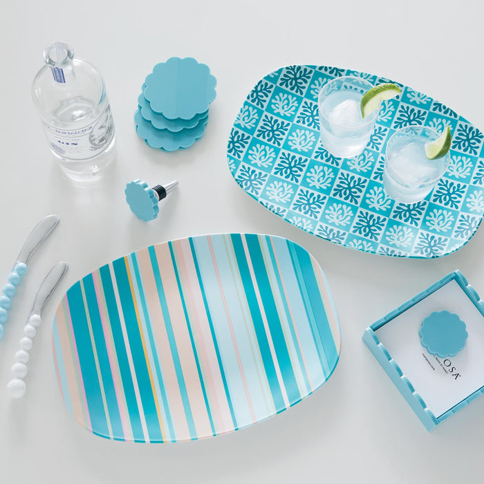 Teal Scallop Napkin Box with Insert