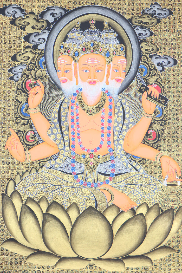 Brahma the Hindu God of creation thangka art