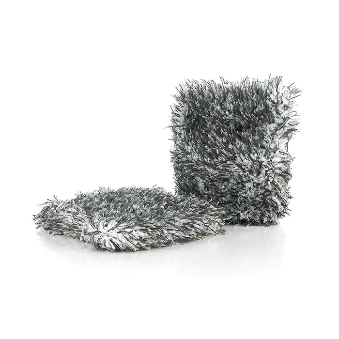 The Rag Company Ultra Wheel Mitt - 6" x 7" | Black and Grey | 2 pack