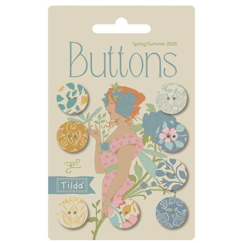 Tilda Songbird Buttons Blue/Yellow- 16mm