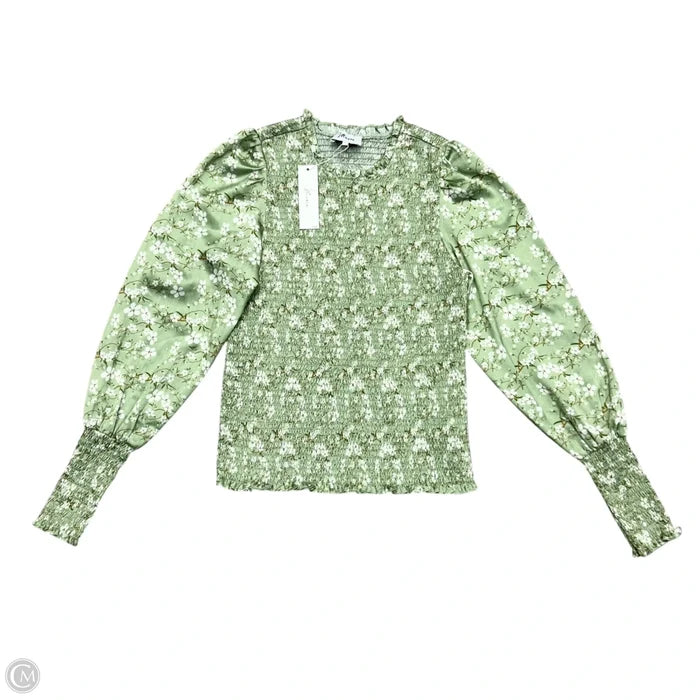 Top Long Sleeve By J Flower In Green & White, Size: S