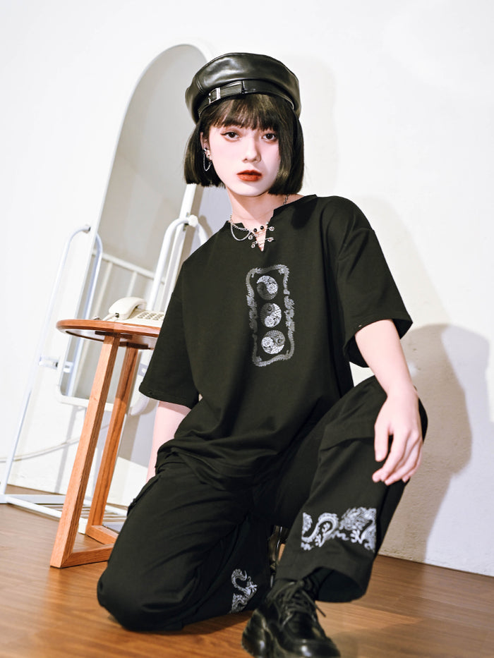 Trendy Chinese-style V-neck top with detachable long sleeves