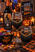 Trick or Wine – Bling Glitter Glass Wine Glasses (Halloween Collection)