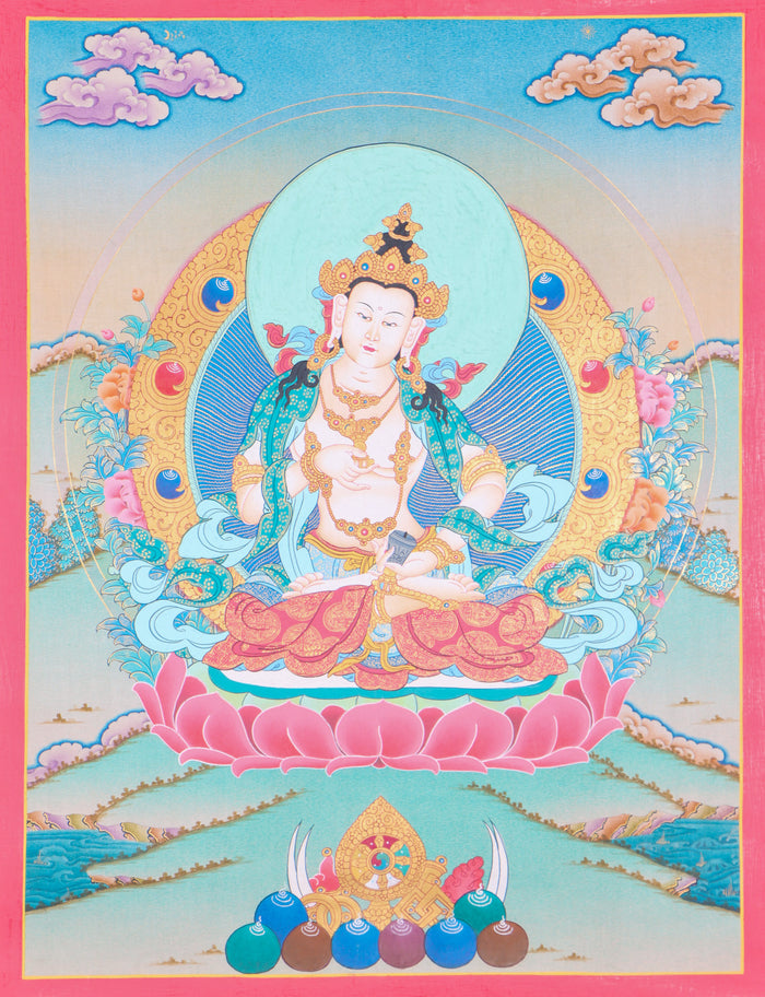 Vajrasattva Thangka Painting  for prayer and devotion.