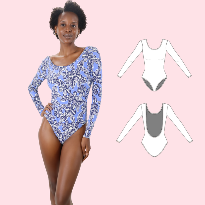 Valeria One Piece High Leg Long Sleeve One Piece Printed