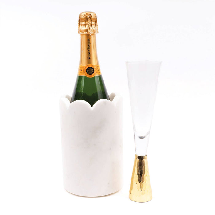 White Marble Scalloped Wine & Champagne Chiller - The Preppy Bunny