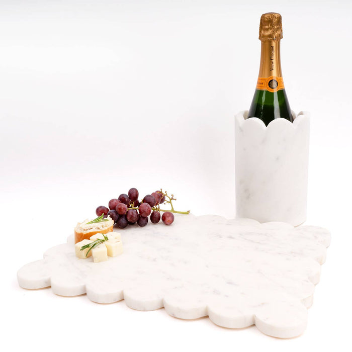 White Marble Scalloped Wine & Champagne Chiller - The Preppy Bunny