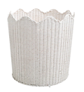 White Scalloped Wicker Floor Planter by The Enchanted Home