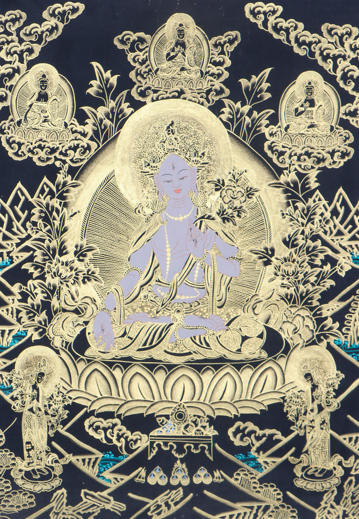 White Tara Thangka Painting for meditation.