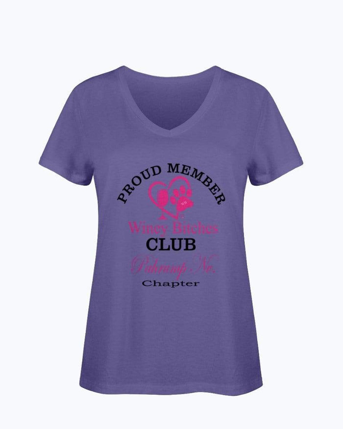 Shirts Purple / S Winey Bitches Club Proud Member- Pahrump Nv Chapter Ladies HD V Neck T WineyBitchesCo