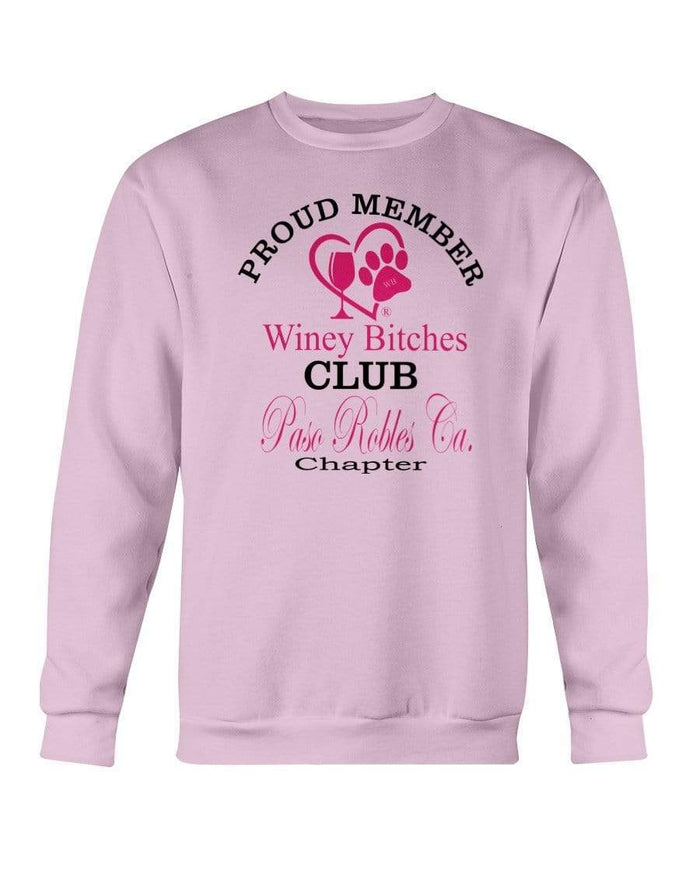 Sweatshirts Light Pink / S Winey Bitches Club-Proud Member-Paso Robles Ca Chapter Sweatshirt - Crew WineyBitchesCo