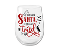 Barware Winey Bitches Co "Dear Santa I Really Tried" Funny Holiday Stemless Wine Glass WineyBitchesCo