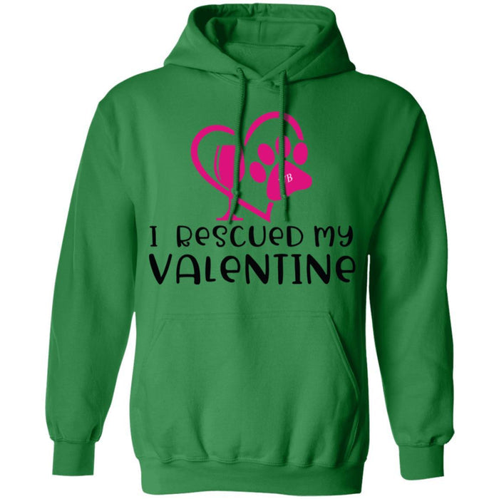 Sweatshirts Irish Green / S Winey Bitches Co I Rescued My Valentine" Pullover Hoodie 8 oz. WineyBitchesCo