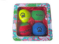 Pet Gifts Winey Bitches Co Naughty, Nice, Paw, Holiday Ball Tin (4pk) WineyBitchesCo