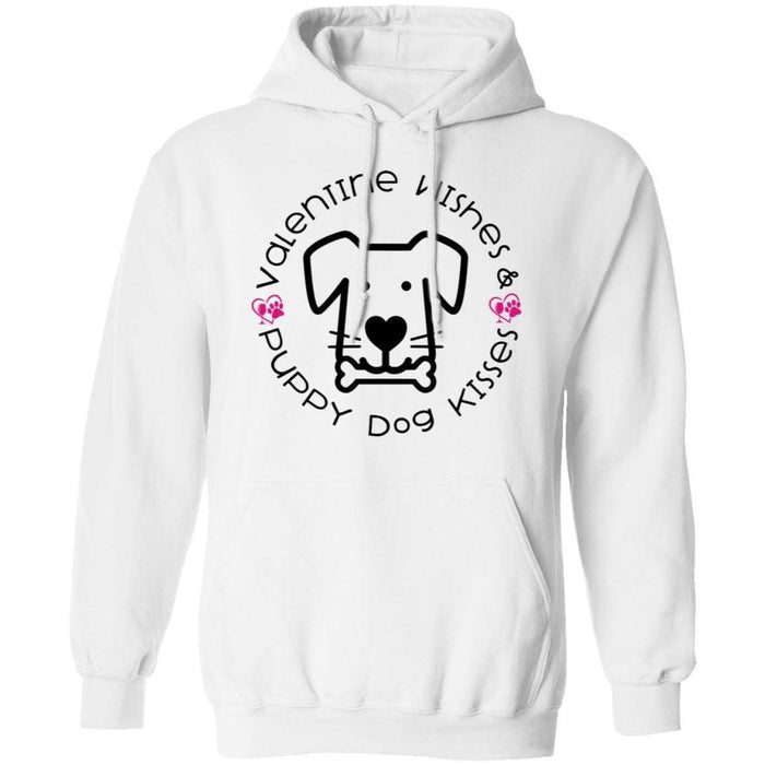Sweatshirts White / S Winey Bitches Co Valentine Wishes and Puppy Dog Kisses" (Dog) Pullover Hoodie 8 oz. WineyBitchesCo