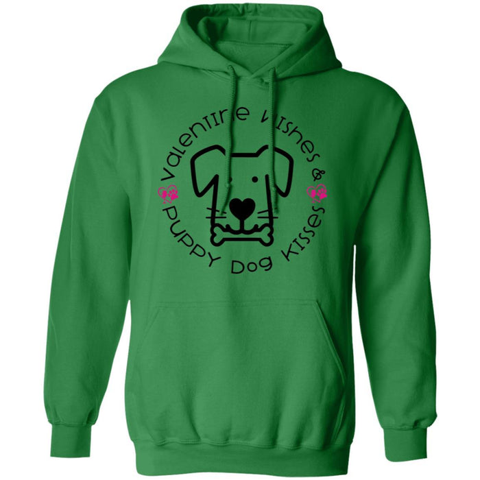 Sweatshirts Irish Green / S Winey Bitches Co Valentine Wishes and Puppy Dog Kisses" (Dog) Pullover Hoodie 8 oz. WineyBitchesCo