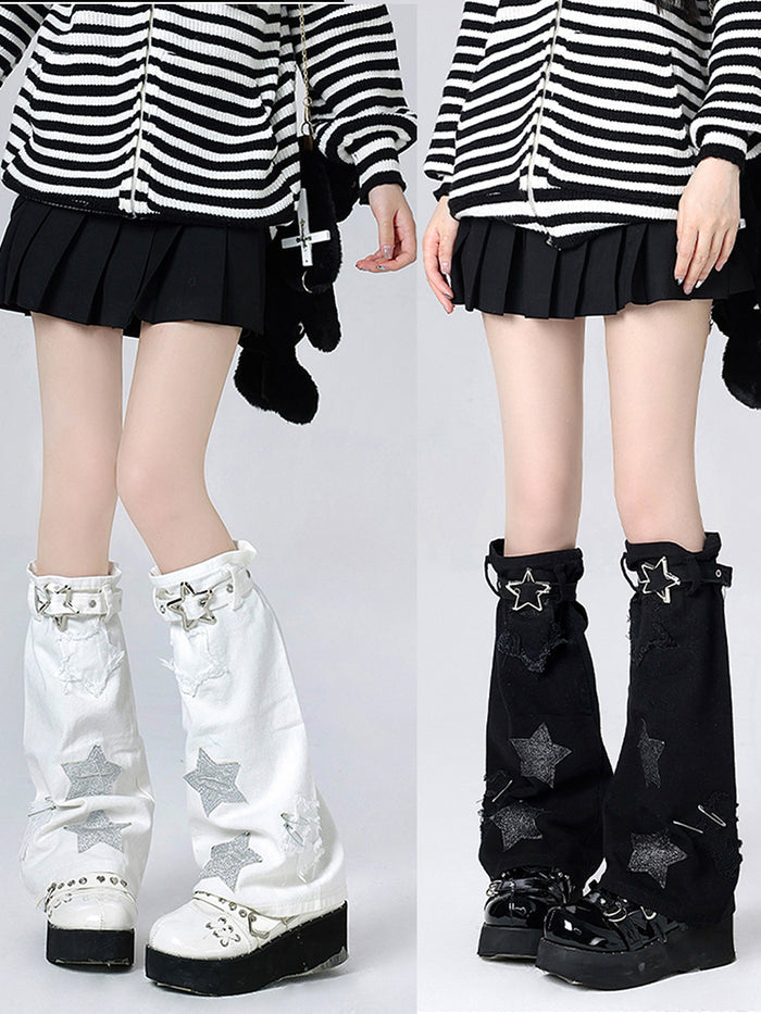 Y2K Star Leg Warmers with Buckle Strap