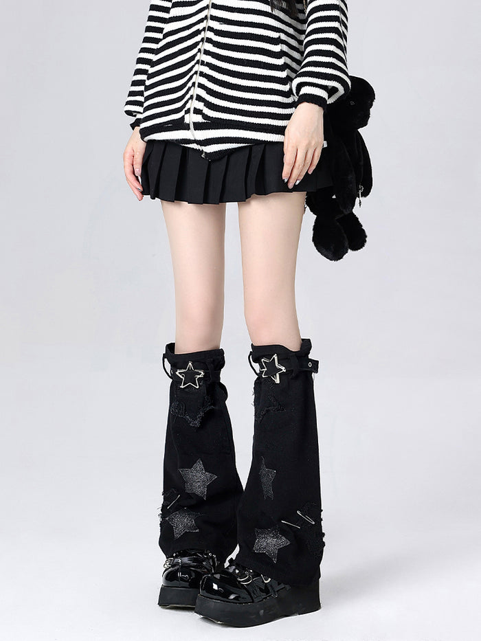 Y2K Star Leg Warmers with Buckle Strap