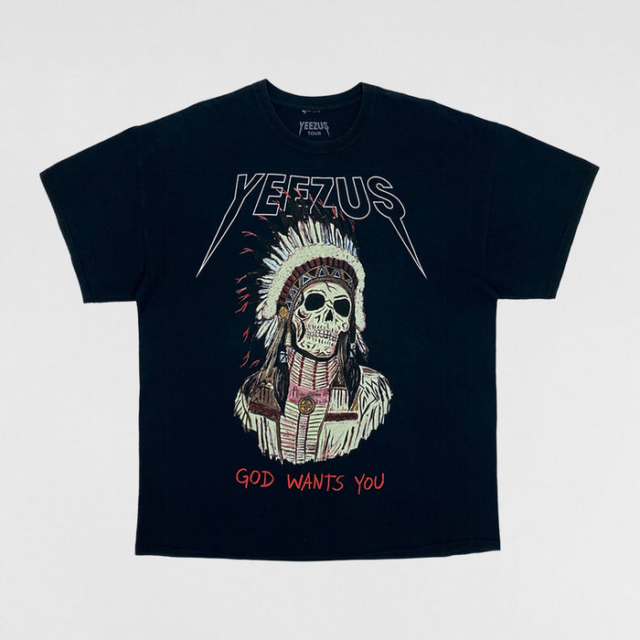 Yeezus Tour 2013 OG Native Skull Tee In Black By Wes Lang