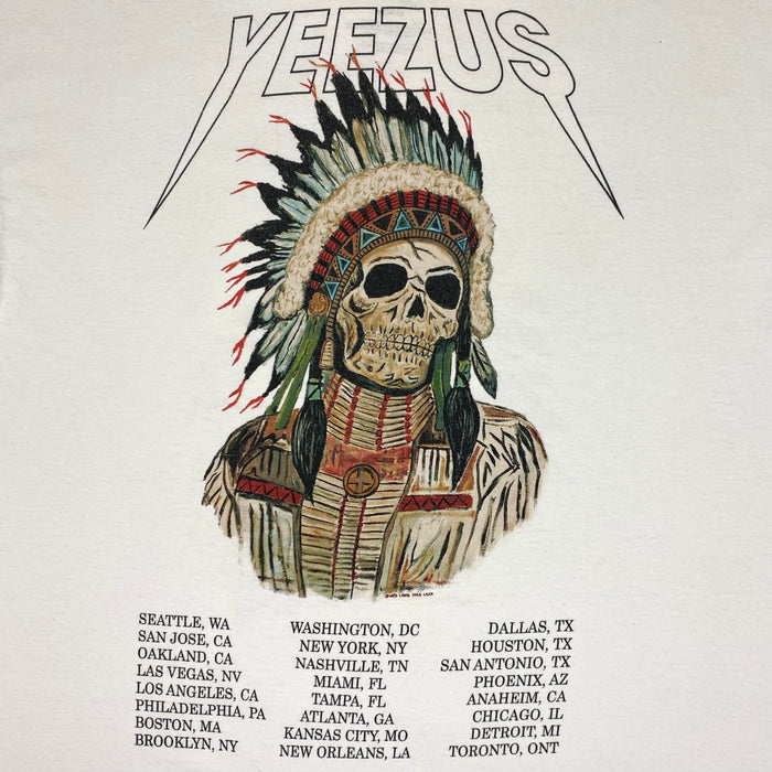 Yeezus Tour 2013 OG Native Skull Tee In White By Wes Lang