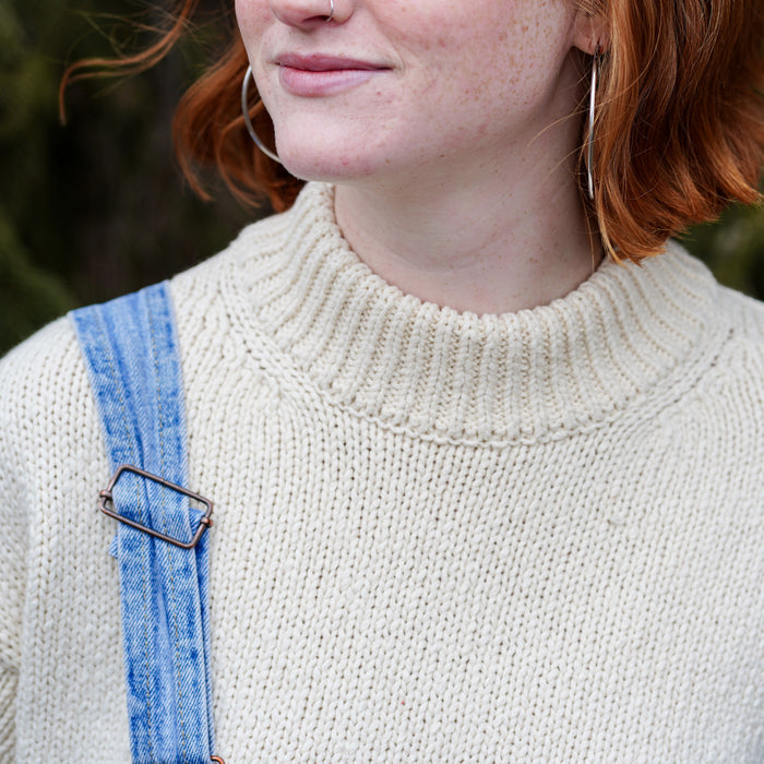 Close Up of Cream Zoe Cotton Sweater